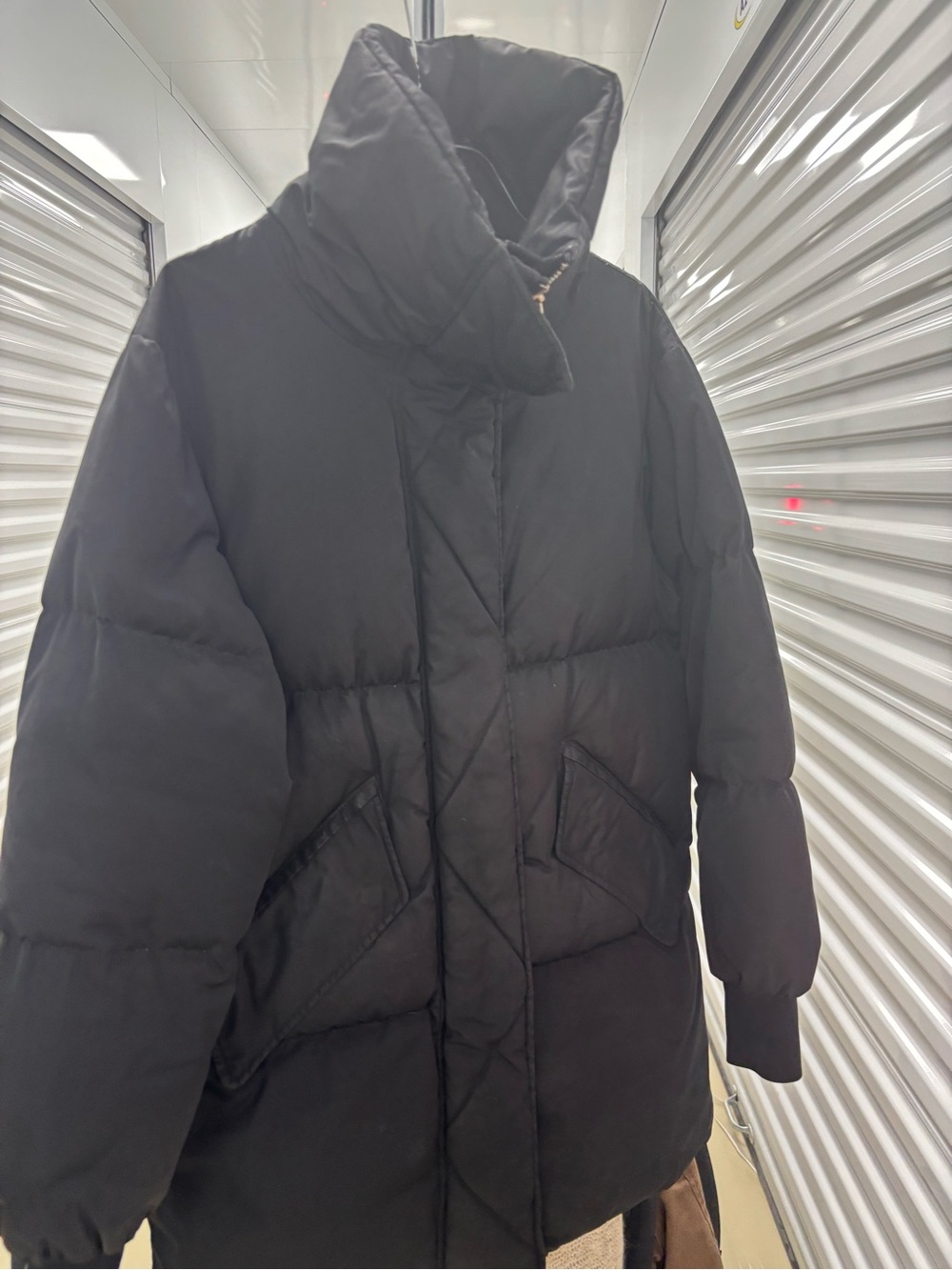 Simons Black Puffer Ski Jacket with High Collar